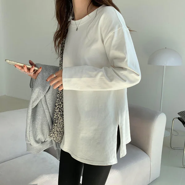 

Long Sleeve T-Shirts Womens Y2K Aesthetic Cotton Relaxed Fit Stylish Ruffled Hem Comfortable Fabric Retro Fall Trendy Fashion