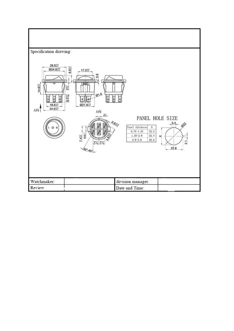 Packung mit 5 Stück 20-mm-runden Schalterknöpfen, 4/3/2-polig, zweistellig/dreistellig, KCD1-Schalter für kleine Elektroboote mit Leuchtfunktion. – Detail 7