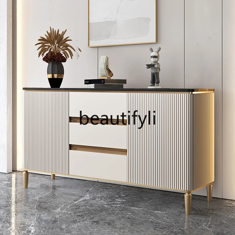 

D80 Light luxury marble solid wood porch cabinet decorative partition storage tea cabinet living room dining side cabinet