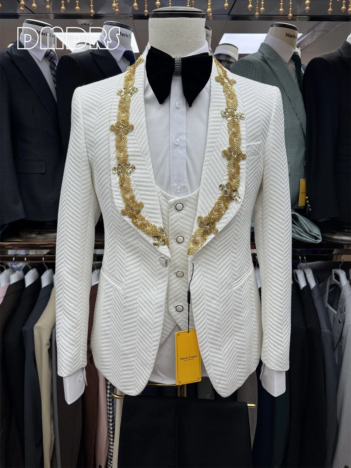 

Haute Couture Suit Set for Men, Three Pieces Men's Formal Wedding Suit, One Button Blazer Vest Pants, High End Tuxedo Outfit