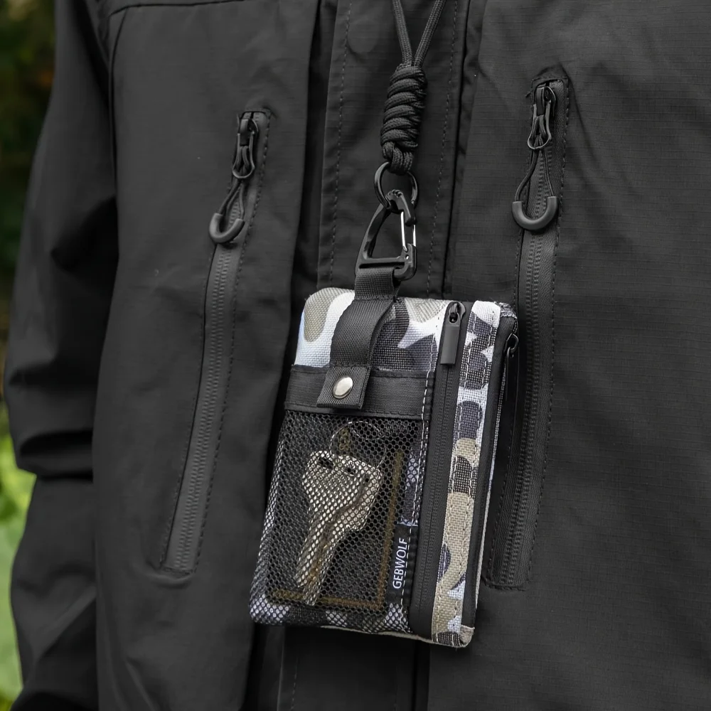 1 Stück Minimalistisches RFID-Schutz-Portemonnaie mit Ausweisfenster und Schlüsselband, geeignet für Karten und Bargeld – Detail 9