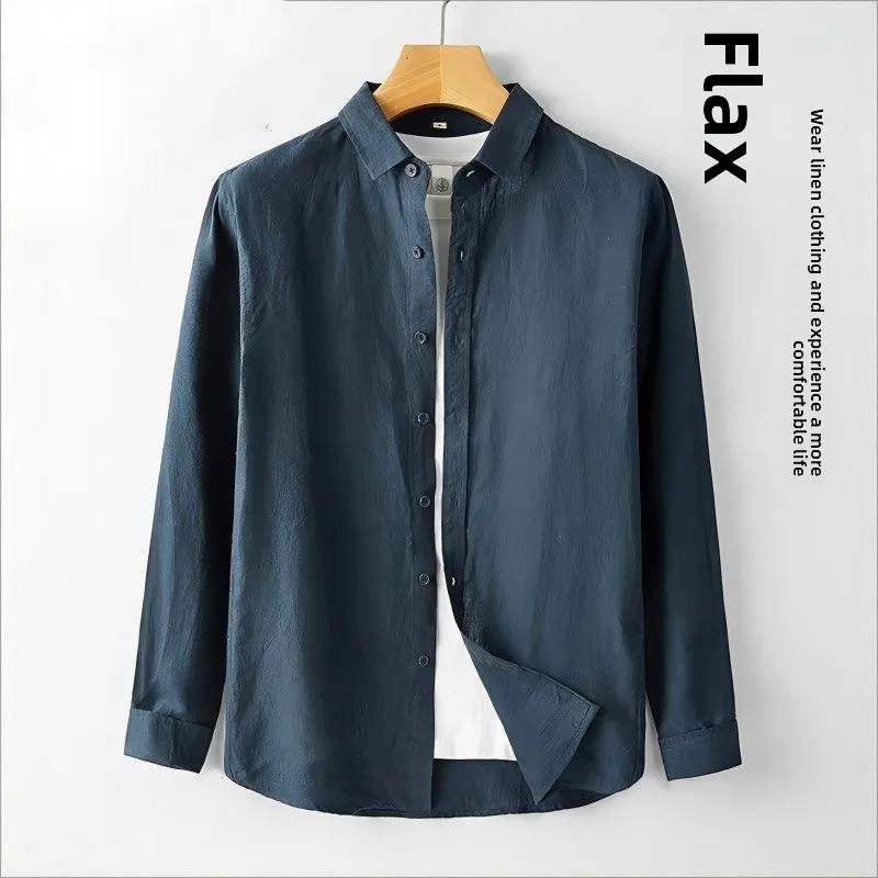 

Ele Linen Long Sve irt Casual Busin Мужская весна-лето из тонкого хлопка и льна Faion Urban Sle Молодежная одежда