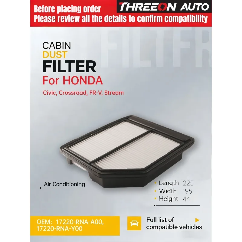

For Honda Civic VIII 1.3L 1.6L 1.8L 2.0L 2006-2011 Gen 8th THREEON AUTO Air Filter TOA4260 17220-RNA-Y00 17220RNAY00 C2240
