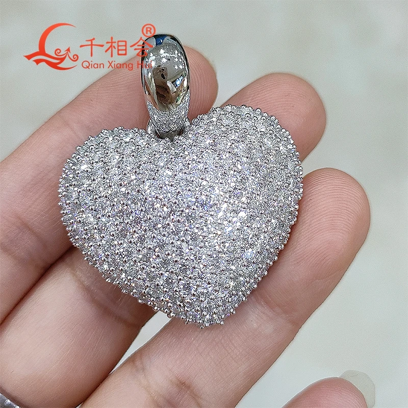 

Big size heart shape full of D VVS white moissanite pendant 925 Sterling Silver Jewelry Engagement weddubg datting