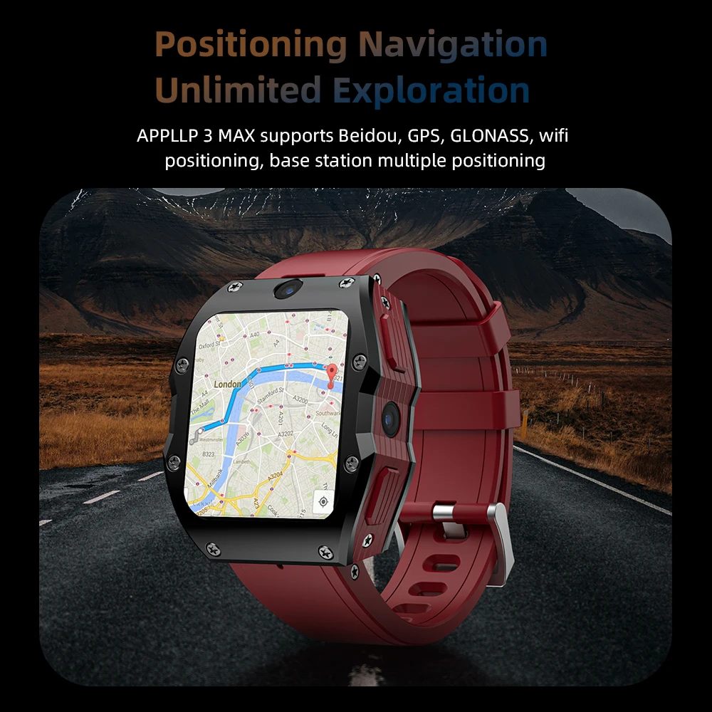 4G Android Smartwatch 4+128GB GPS Dual Camera Sim Card GPS NFC IP68 Waterproof Smart Watch APPLLP 3 MAX