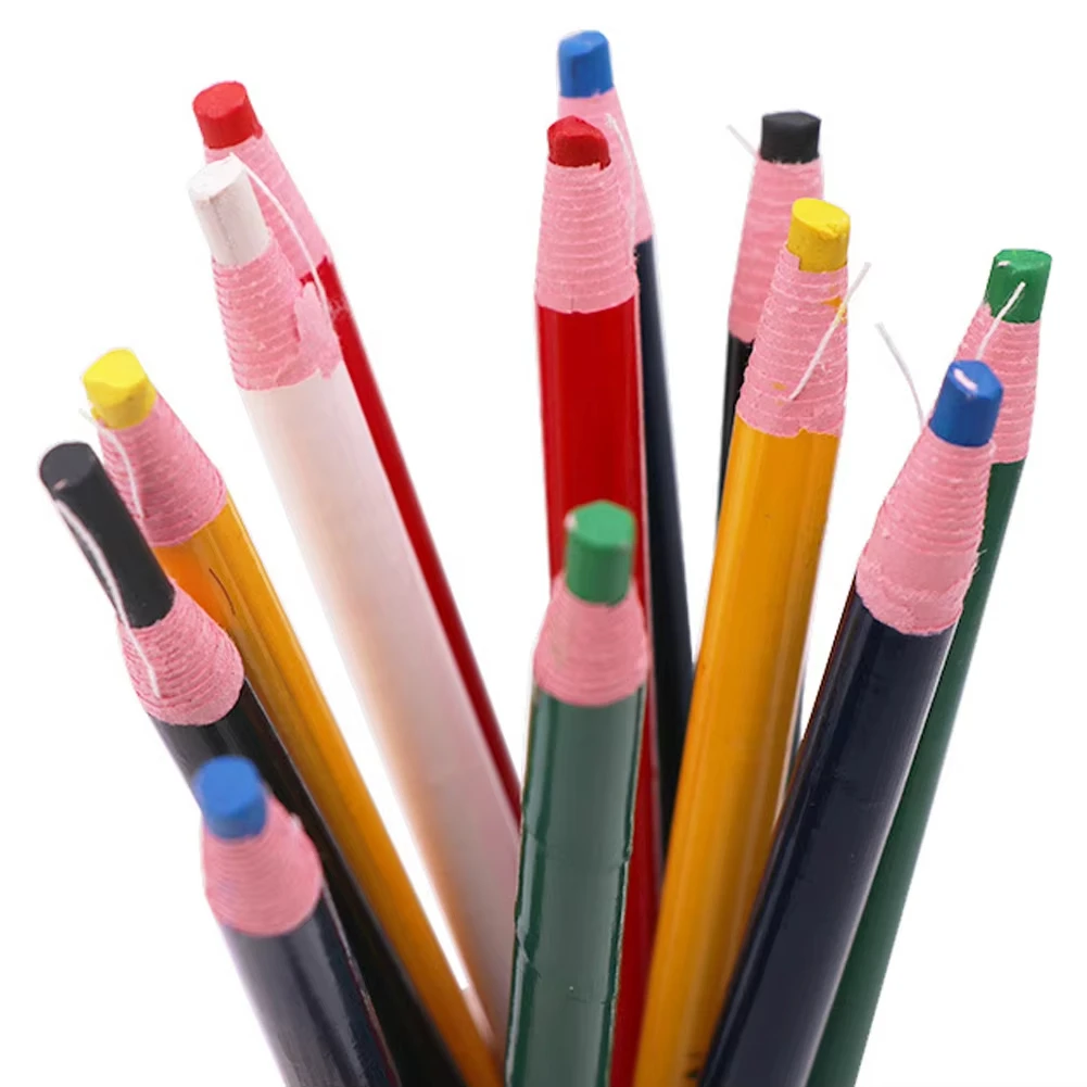 12 Stück farbige Nähkreide, anspitzungsfreier Bleistift, Wachsstift, Kleidungsmarkierungsstift, für Patchwork-DIY-Bekleidungswerkzeuge