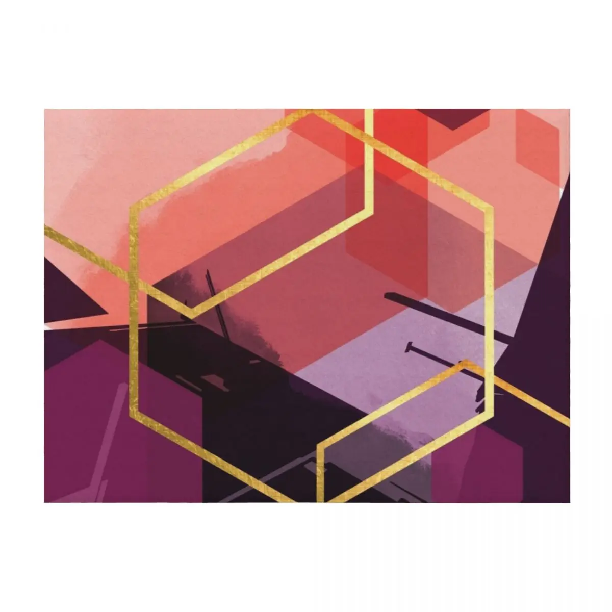 

Abstract Landscape in Magenta, Coral and Plum Throw Blanket Decorative Sofa Retros Decorative Beds Flannels Blankets