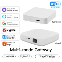 Tuya zigbee 3.0 multi-modo de gateway hub com fio/ponte de casa inteligente sem fio inteligente vida app controle remoto funciona com alexa google