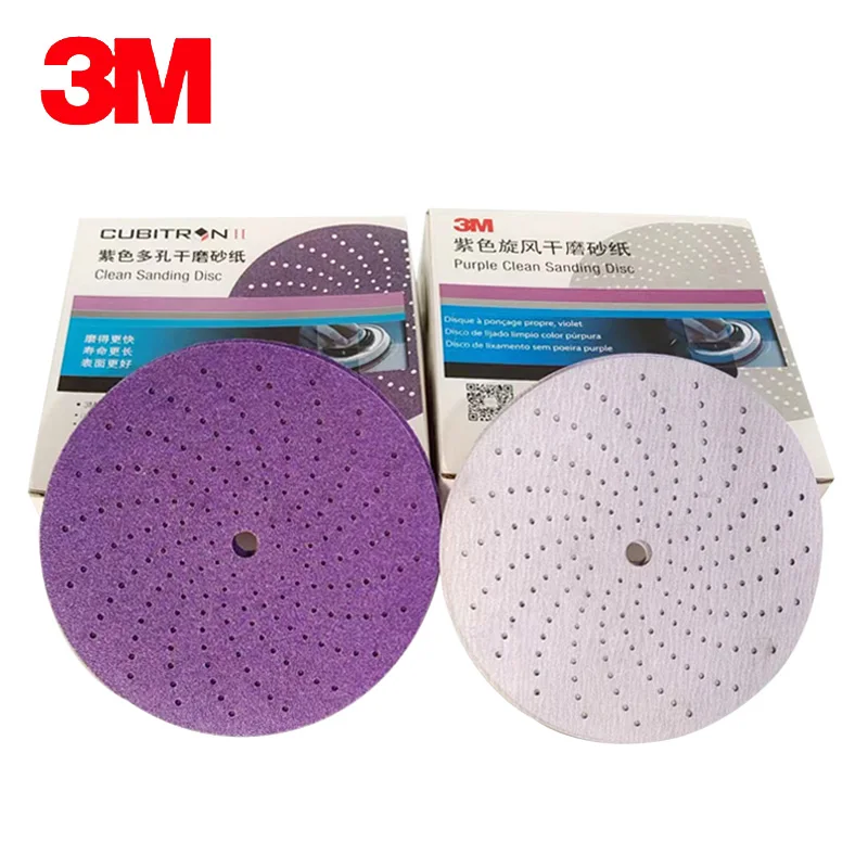 3M Purple Cyclone 6 Inch 150mm Dry Abrasive Paper Car  Sheet Metal Putty Grinding Round Flocking Grinding Piece Abrasive