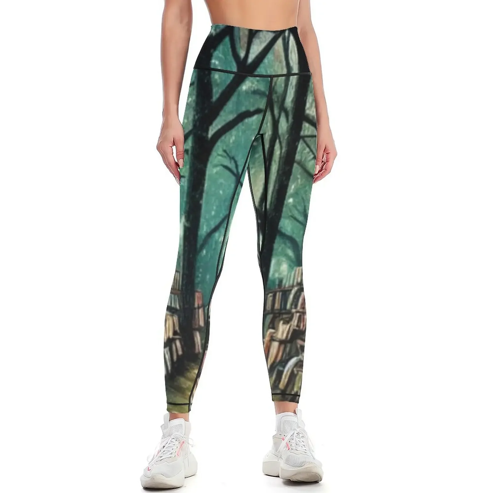 Forest with books Leggings sporty woman push up Leginsy push up Womens Leggings