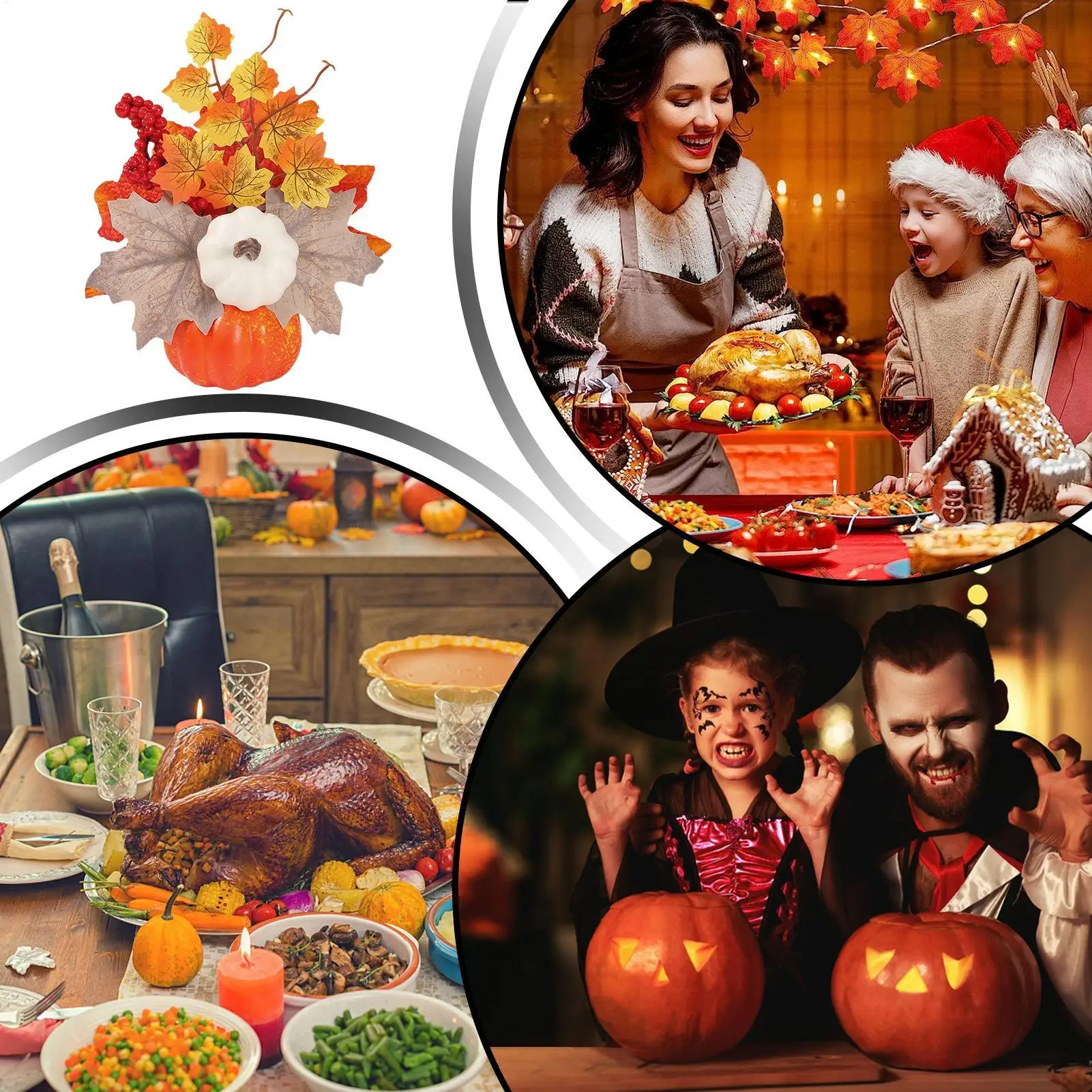 Decorações de abóbora de outono abóbora artificial com folhas de bordo halloween outono ação de graças colheita mesa peças centrais decoração para