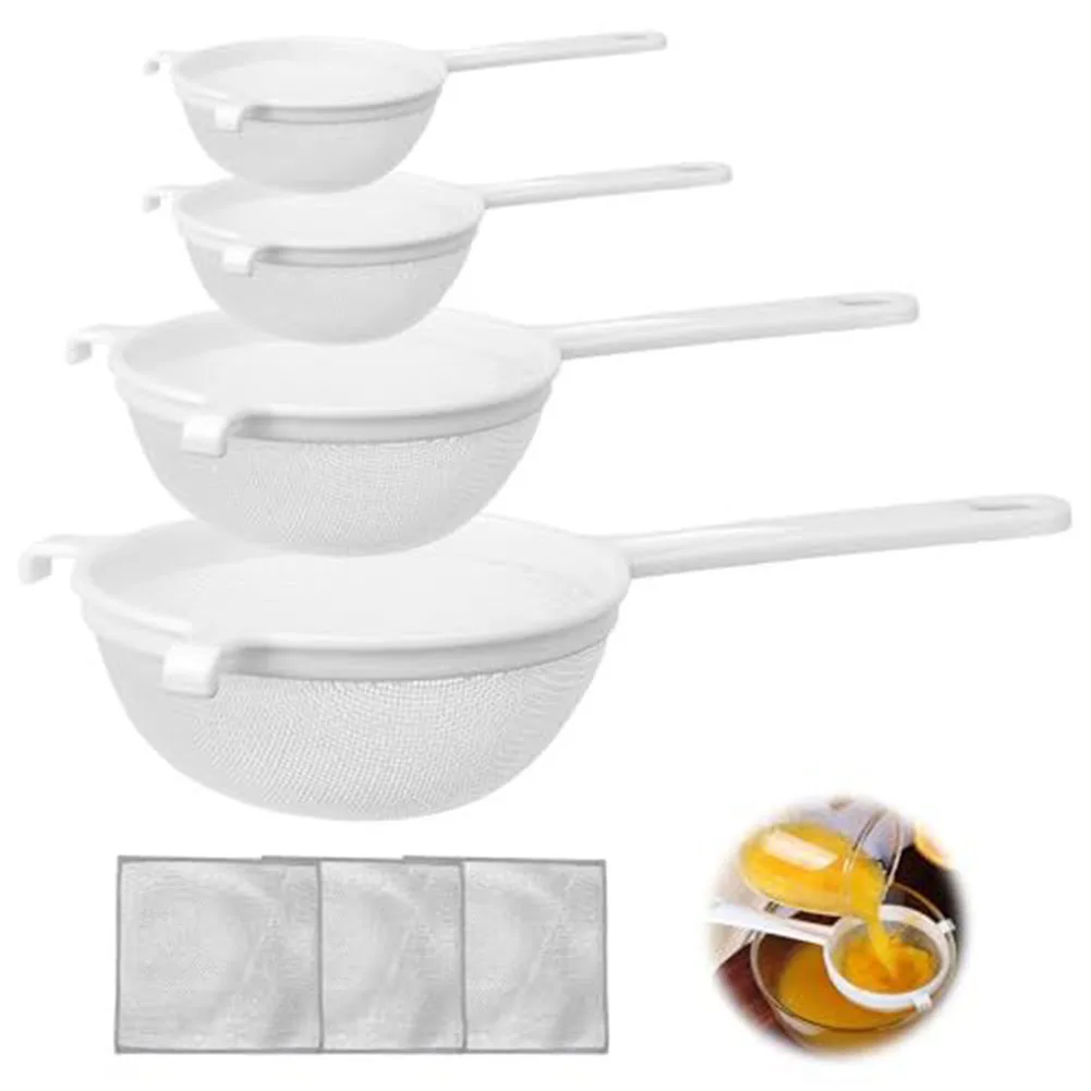 Kitchen Nut Milk Filter Handheld Plastic Sieve Tea Strainer Flour Sifter Filter Coffee Filter Colanders Kitchen Tools