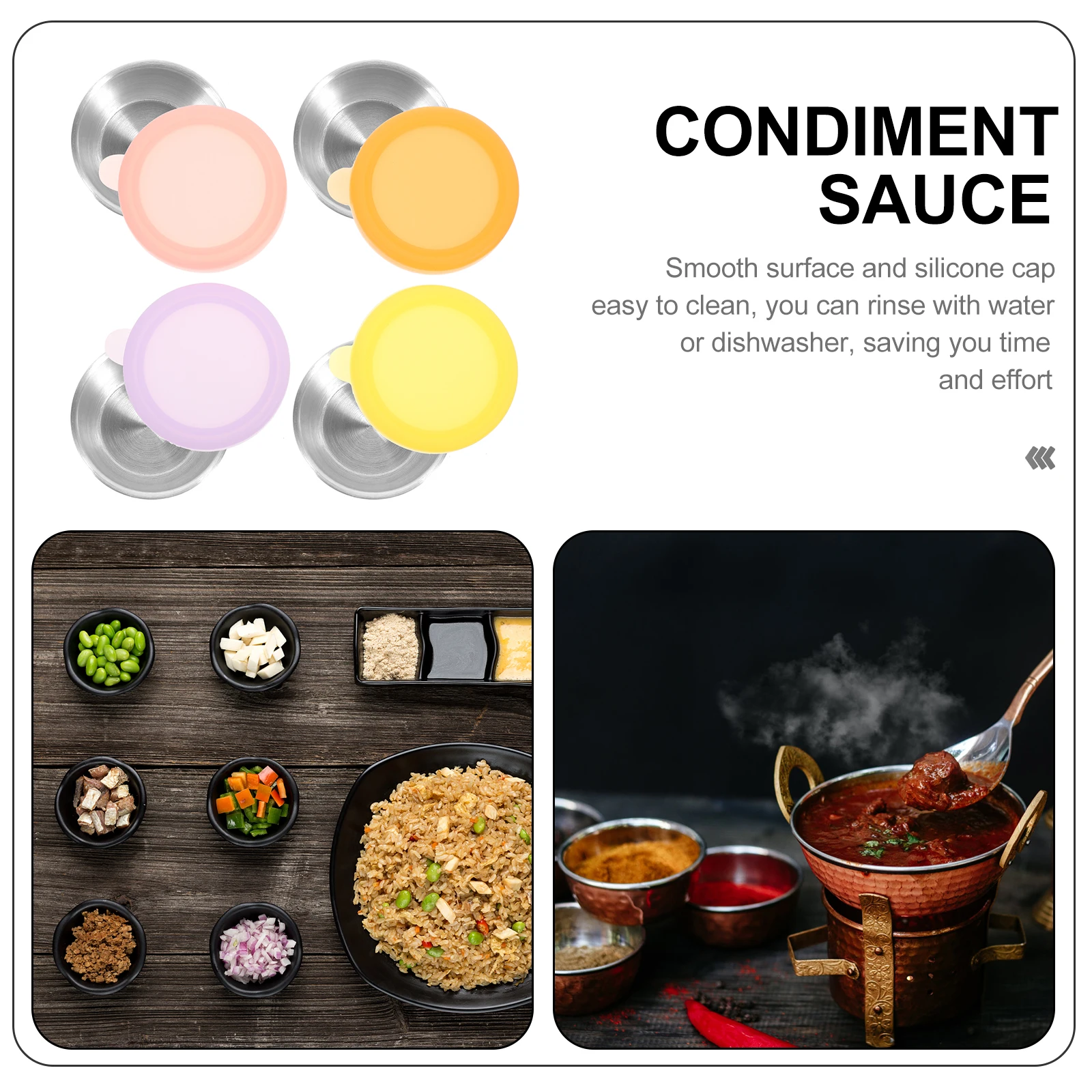 

4 Pcs Sauce Cup Dish for Dipping Condiment Cups Seasoning Bowl Bowls Small Dips Container with Cover