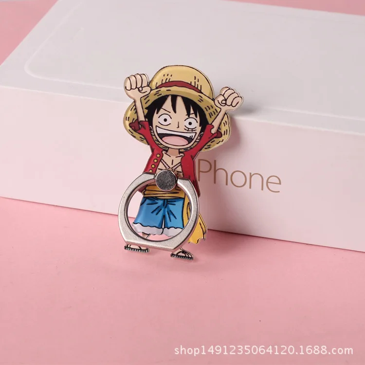 Anime One-piece Mobile Phone Holder Anime Figure Luffy Foldable Finger Ring Holder for Phone Creative Pasting Bracket