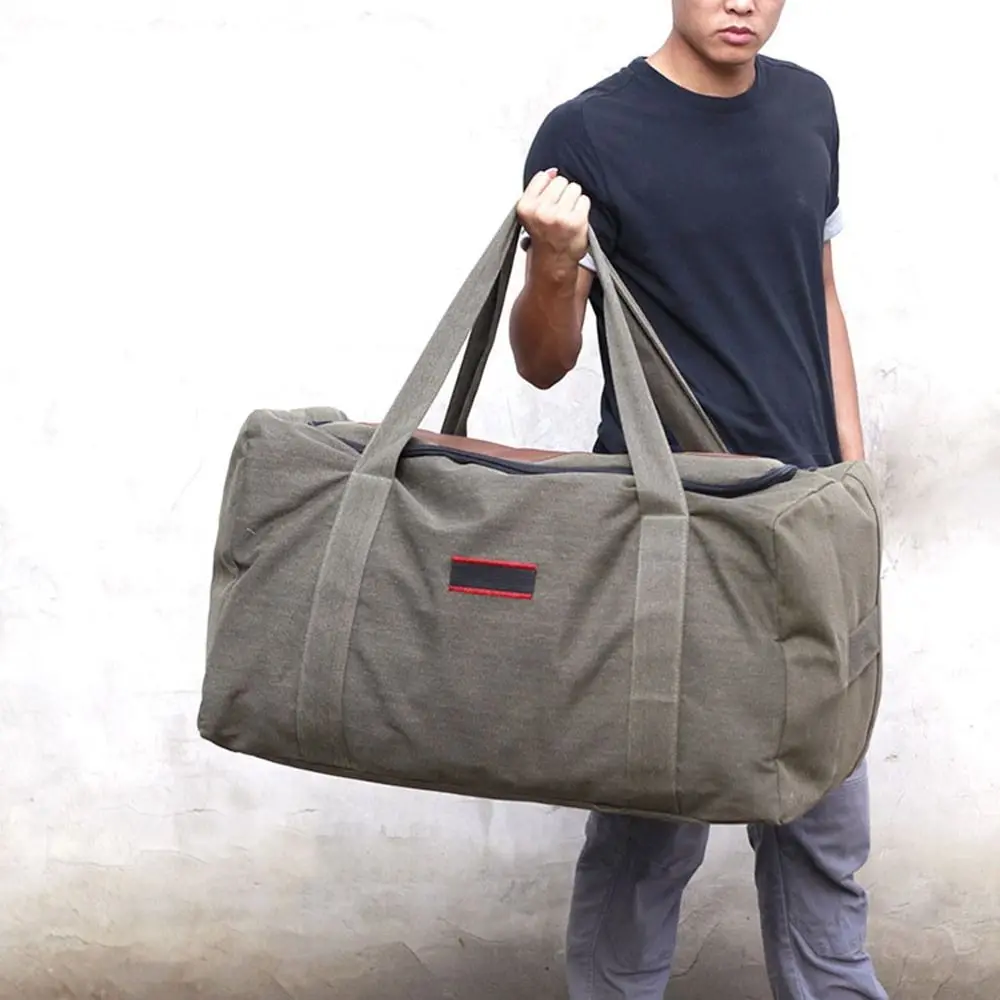 Multifunctional Canvas Travel Bag Foldable Large Capacity Tote Bag Wear-resistant Luggage Moving Bag Men