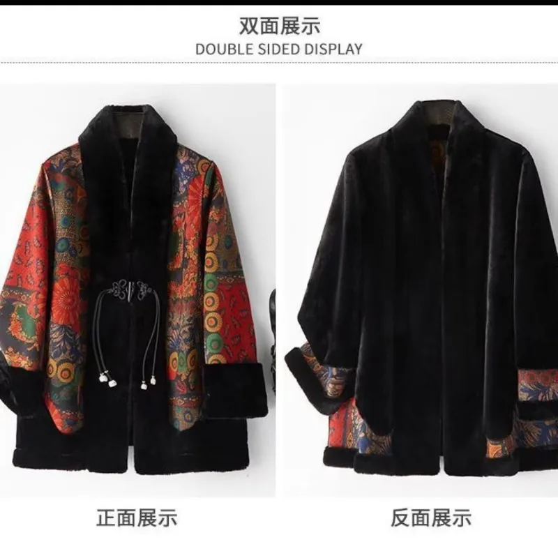 

Женская верхняя одежда 2025: Новая зимняя модель в корейском стиле, свободное двустороннее пальто с мехом в западном стиле, для повседневной носки