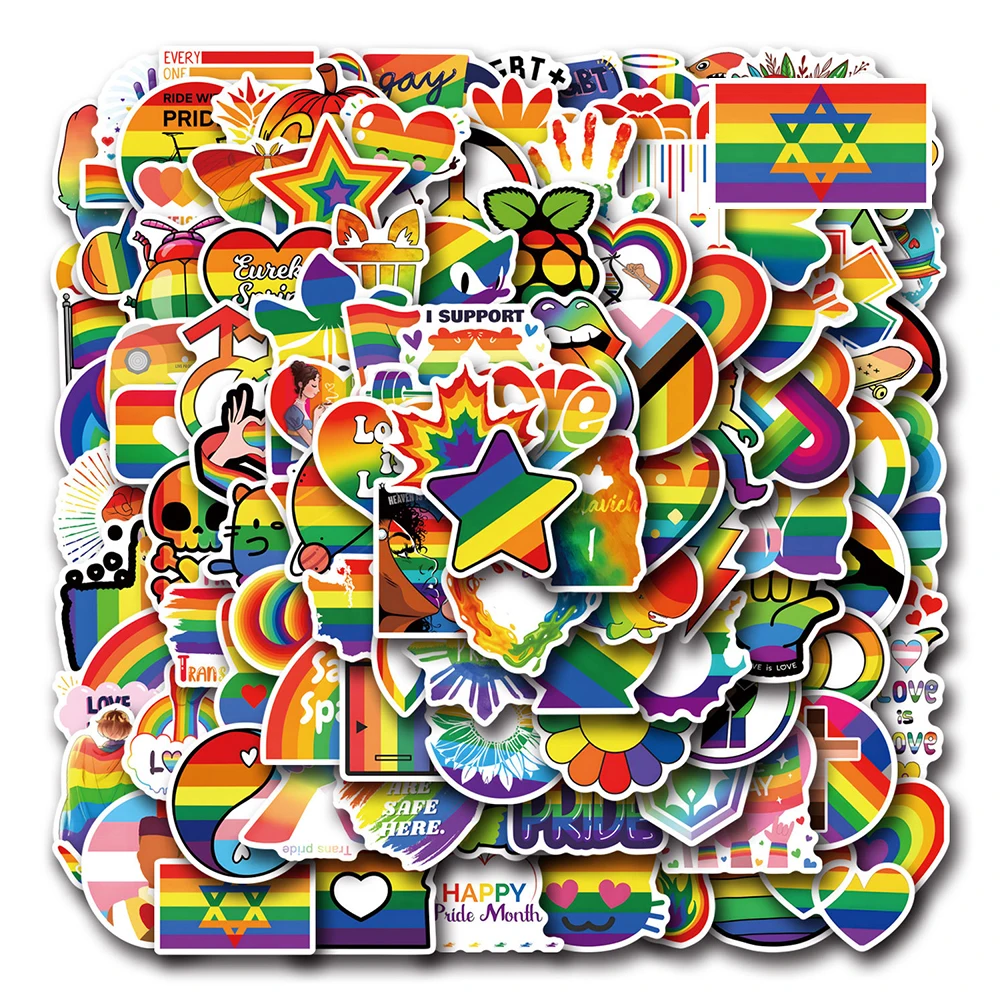 

10/30/50/110pcs Cartoon Rainbow Pride Parade Stickers Decals DIY Laptop Notebook Phone Car Cool Decoration Sticker Kids Toys