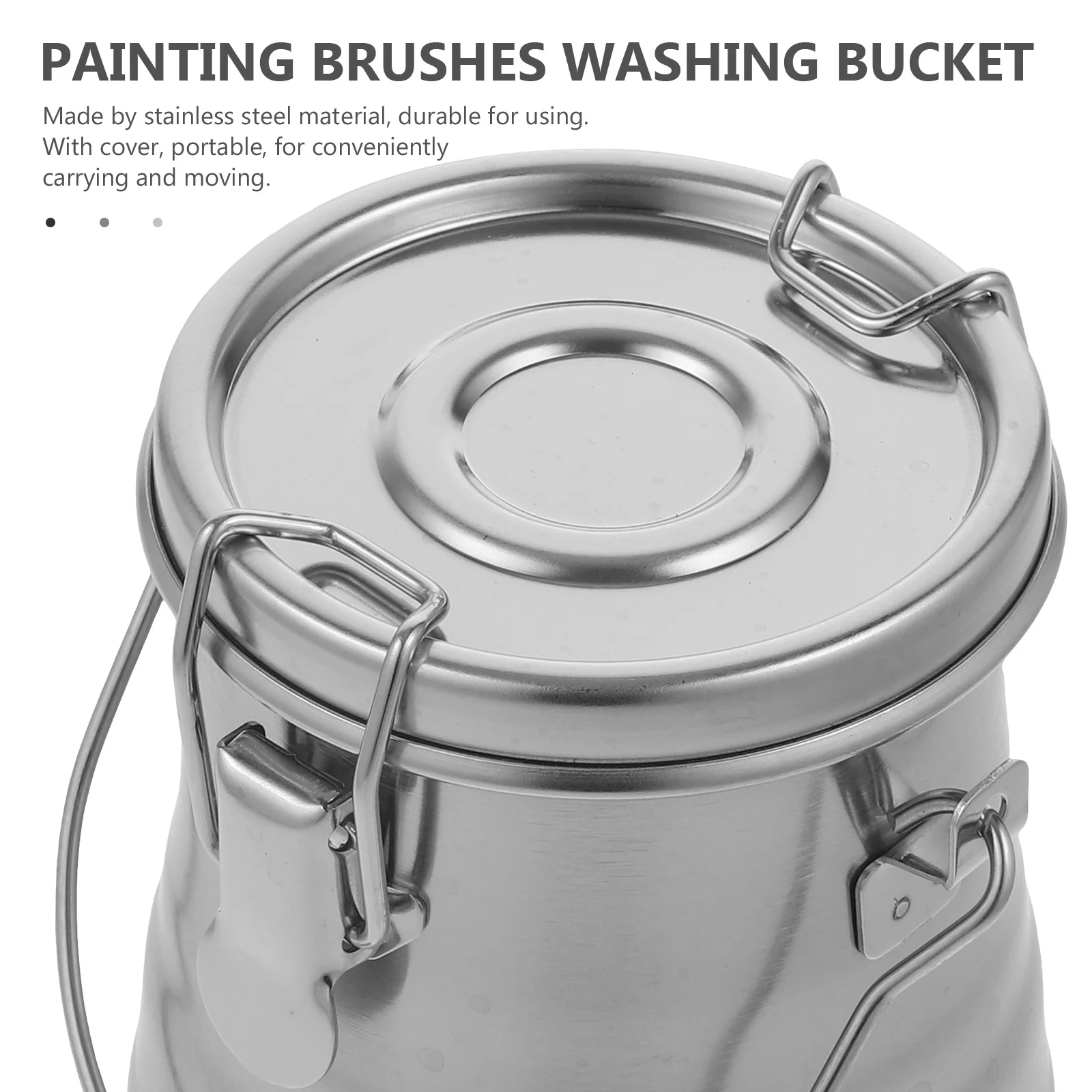 دلو غسيل فرشاة من الفولاذ المقاوم للصدأ مقاس M محمول مع غطاء متين للتخييم في الفصل الفني في الهواء الطلق #4