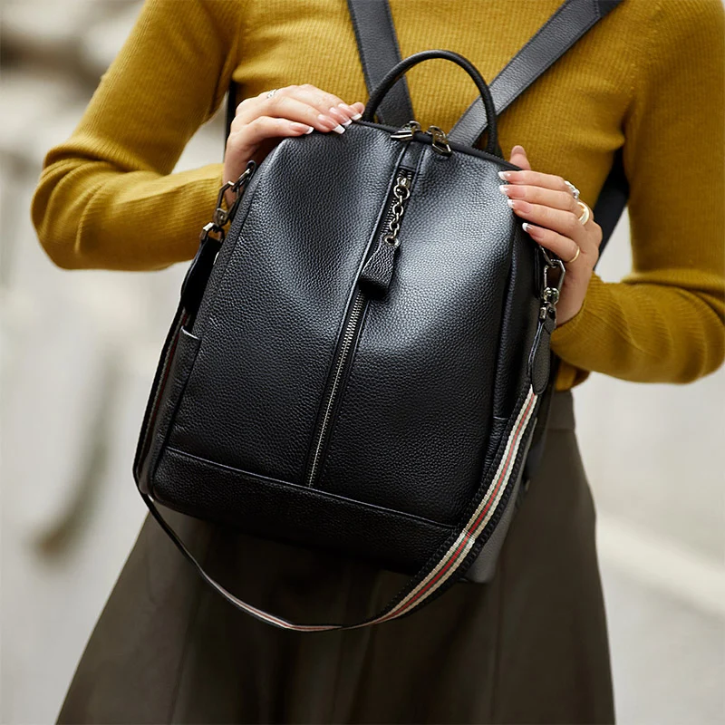 

ZOOLER HOT Full Genuine Leather Backpack Women Fashion Backpack Black College Girls Bags Zipper Design Real Leather Bags #hs222