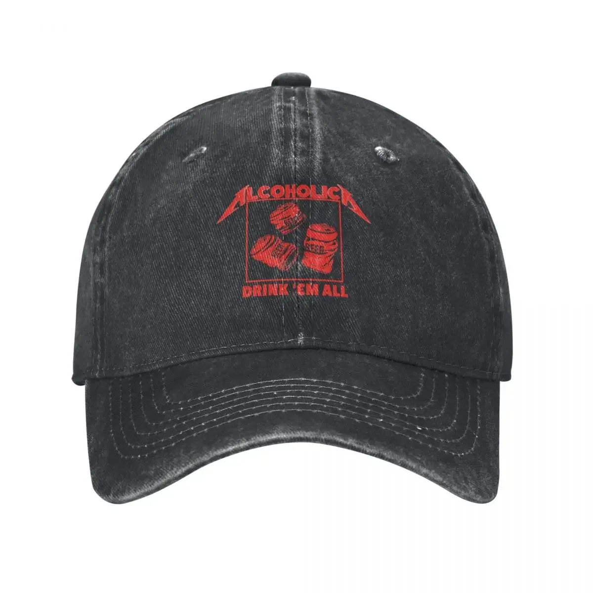 ALCOHOLICA Drink Em All Funny College Drinking Party Student Humor Gift Baseball Cap Uv Protection Solar Hat Mens Hats Women's