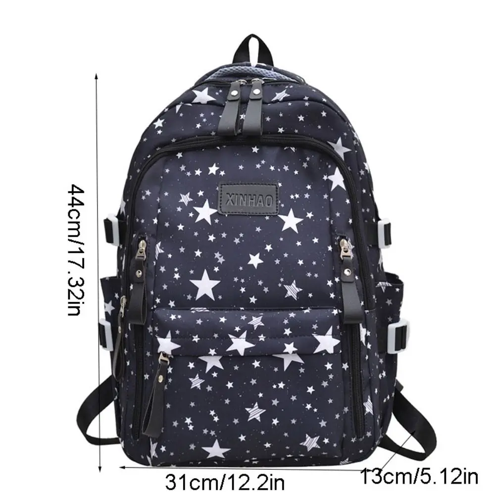 Print Star Backpack Lightweight College Style Nylon Backpack Large Capacity Korean Style Students School Bag