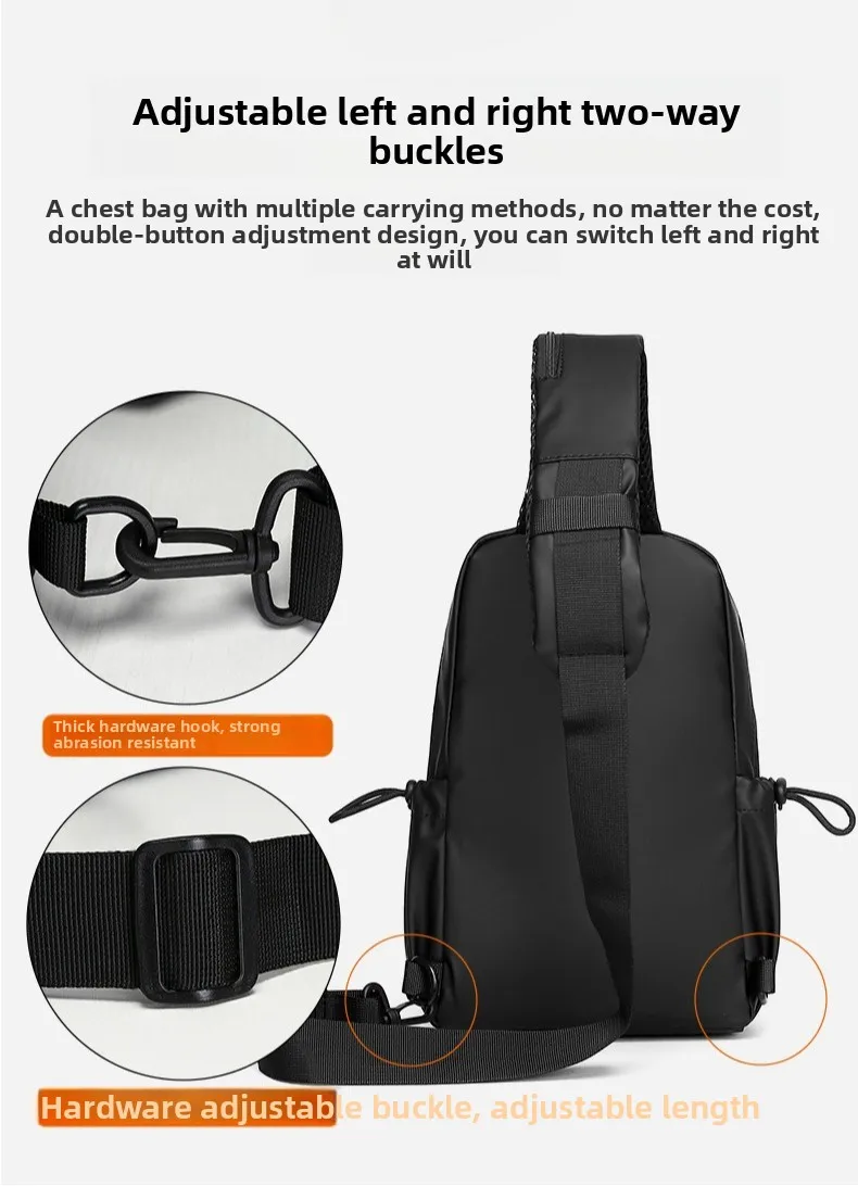 New Men's Chest Bag, Casual Single-shoulder Bag, Large-capacity Crossbody Bag, High-end Feel, Water-resistant Cycling Bag