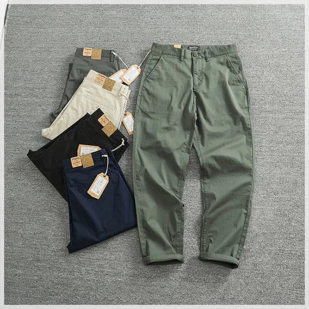 

Retro casual pants men's business everyday slim straight cone pants with cotton elastic