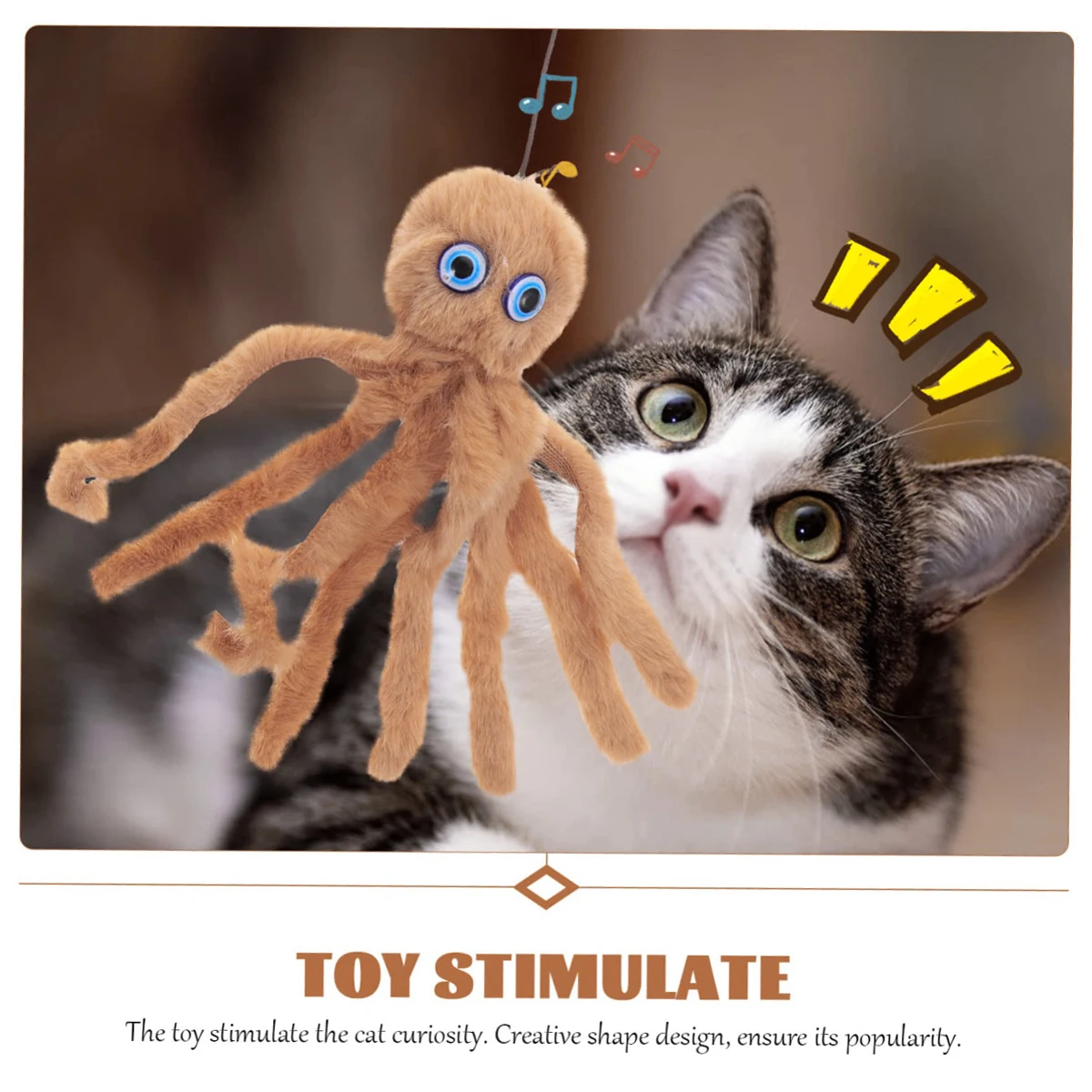 

Cat Stick Toy Puzzle Wooden Pole Plush Octopus Funny Kitten Replacement Head Hanging Simulation Cat Toy Biting Chewing Pet Toy