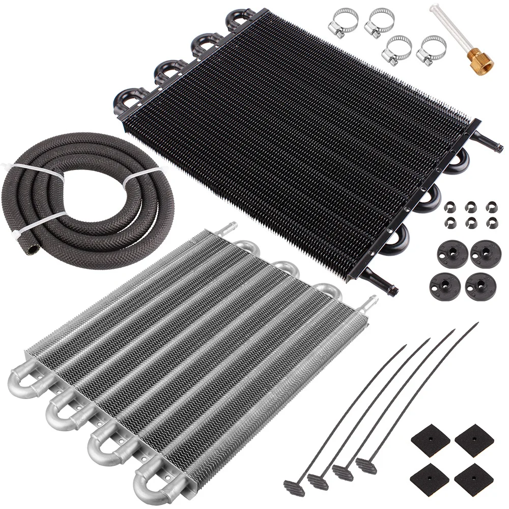 Car Air Conditioning Tube Belt Condenser Tube Oil Cooler Kit Oil Radiator Universal Auto-Manual Radiator Converter Kit 4/6/8 Row