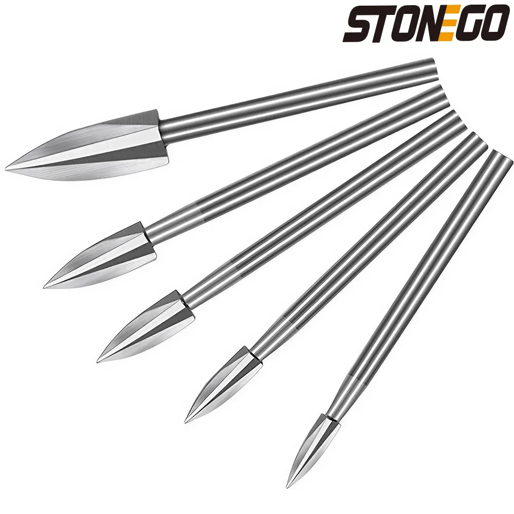 

STONEGO 5PCS 3mm Shank Wood Carving Drill Bit Milling Cutters Steel Sharp Edges Woodworking Three Blades Wood Carving Knives