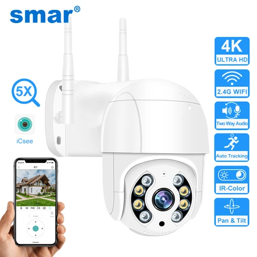 Imagen 1 del producto Smar 8MP 5MP 3MP 2MP PTZ WiFi cámara exterior 5X Zoom Digital AI detección humana cámara inalámbrica P2P Audio CCTV seguridad del hogar XMEYE