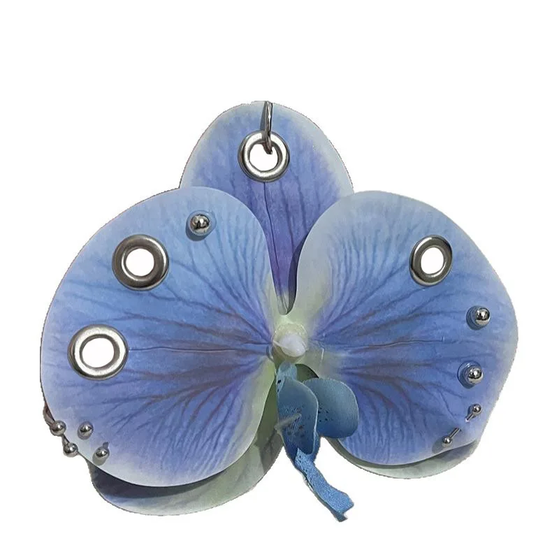 Simulation Flower Orchid Lily Keychain Backpack Decoration Gifts Simulation Flower Keyring Colorful Flower Bag Pendant