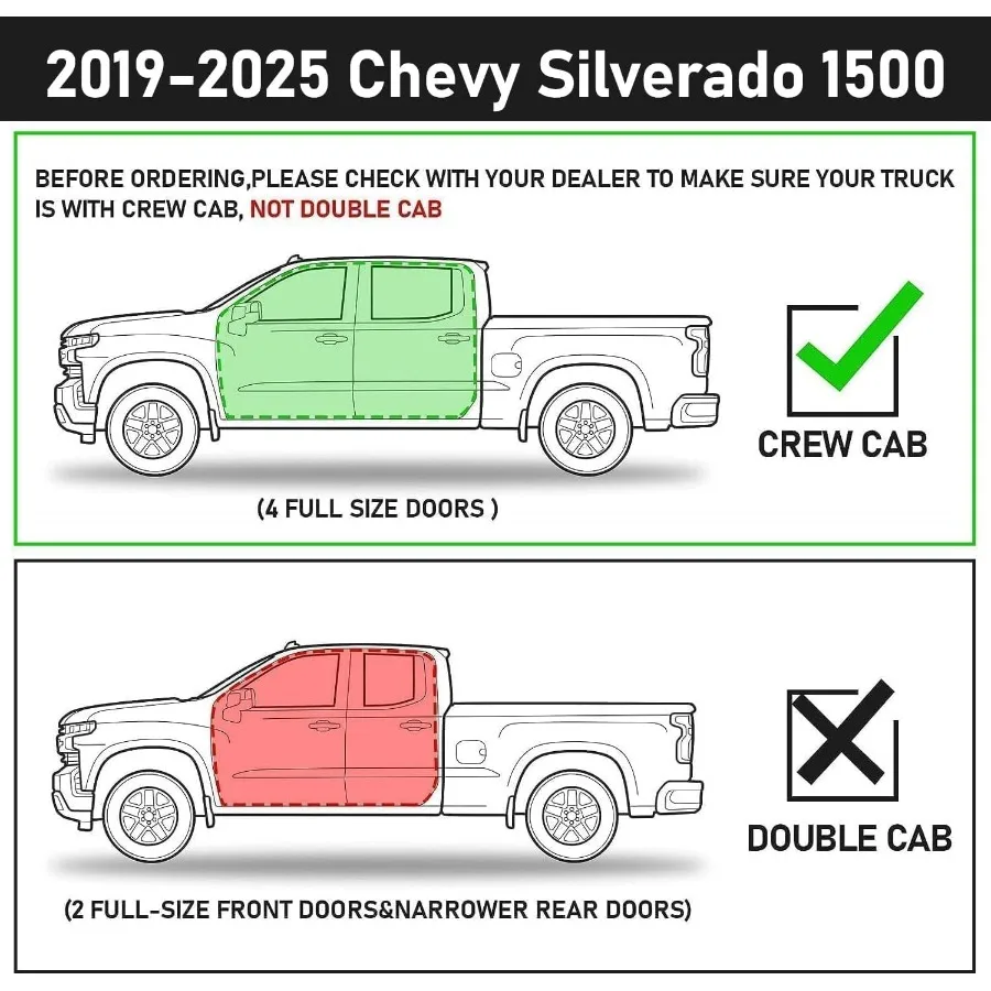 لوحات الجري المتوافقة مع 2019-2026 تشيفي سيلفرادو وجي إم سي سييرا 1500 كريب كابينة 2020-2026 سيلفرادو وسييرا 2500HD 350
