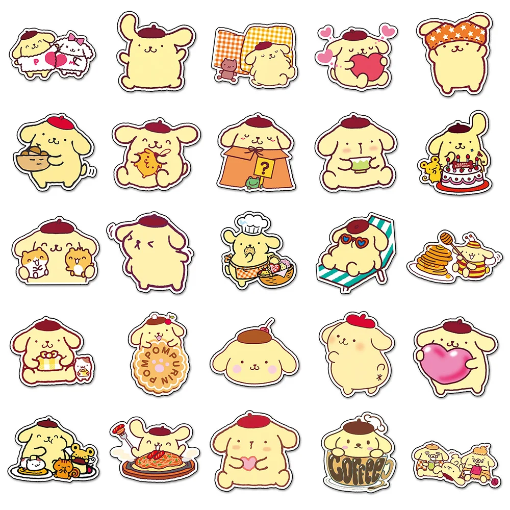 Pegatinas de dibujos animados de pompón Purin para niños, calcomanías de Anime para portátil, Notebook, teléfono, Maleta, papelería, juguete, 10/30/50 piezas