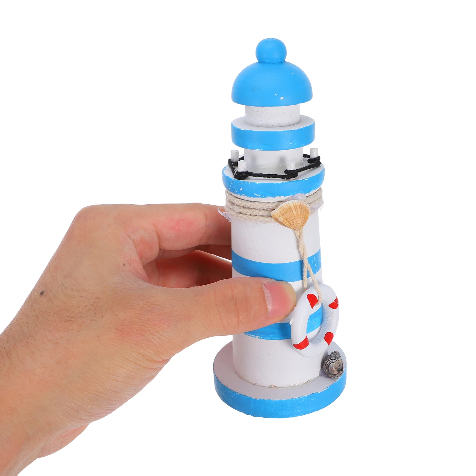 

Mediterranean Lighthouse Ornament 15cm Wooden Nautical Tabletop Decoration Home Desktop Decor Gift Wooden Lighthouse