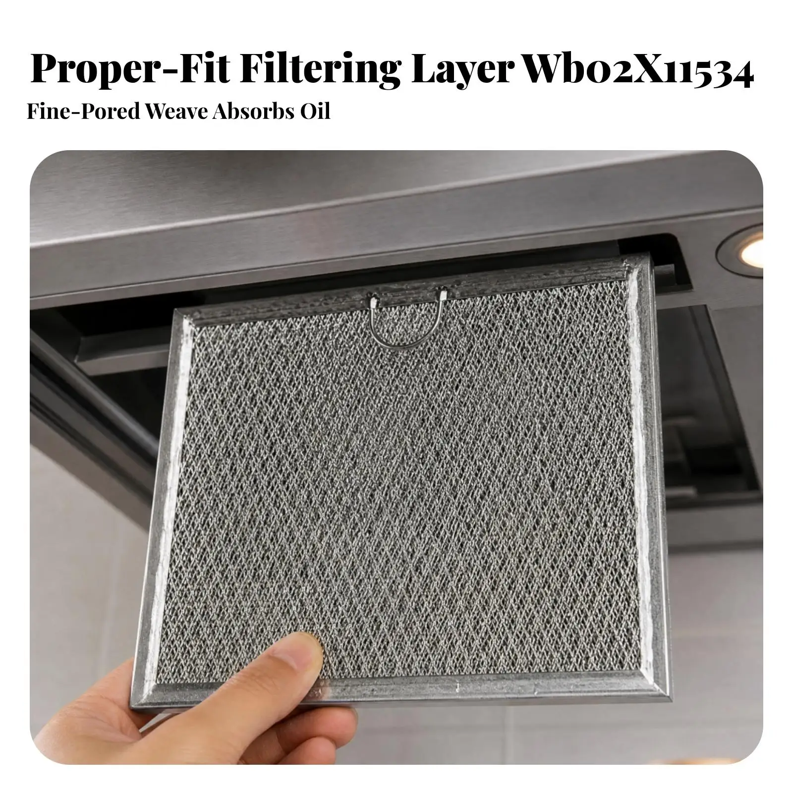 WB02X11534 Replacement Mesh Washable ME19R7041FS Compatible Mesh for Kitchen Ventilation, Above Cooktop