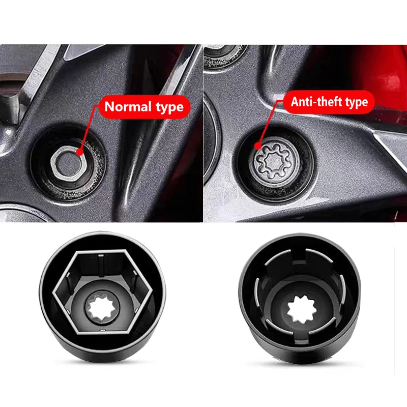 Car Wheel Lug Nuts Covers Bolt Head Protection Cap Black Plastic Electroplated Decorative Wheel Rim Screws For Volkswagen Golf