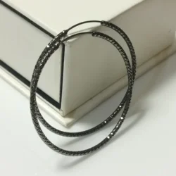 Somilia -925 Sterling Silver Fashion Earrings for Women Large Circle Piercing New Black Hoop Earring Dropship Suppliers for Gift