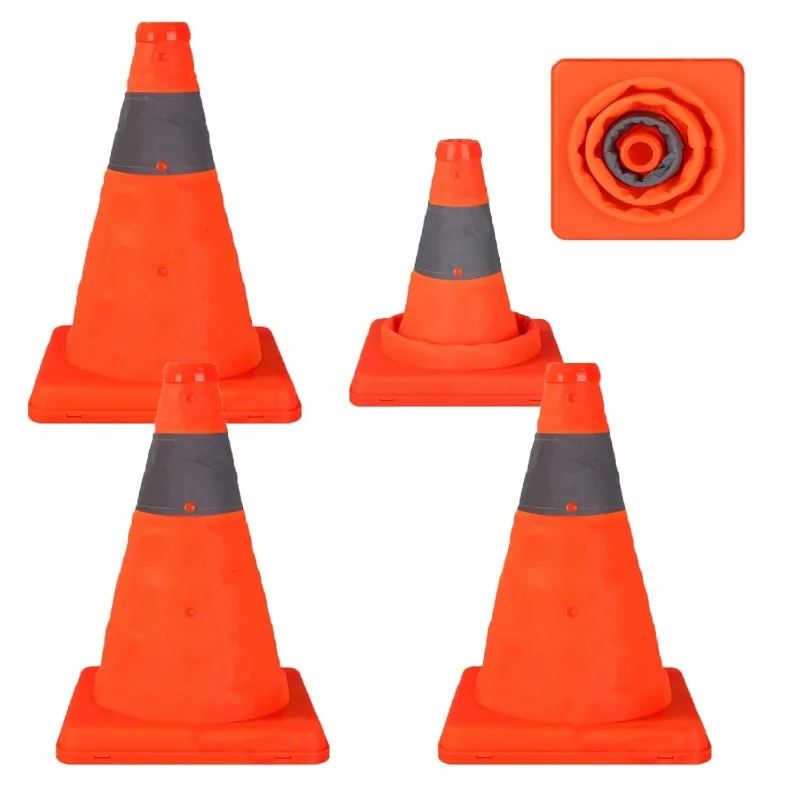 12 Inch Collapsible Traffic Cones Reflective Orange Safety Cones for Road Training, Parking Lots & Driving Practice