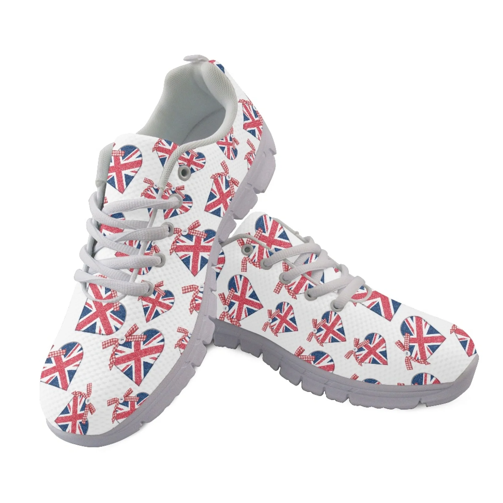 Coloranimal UK Heart Flag Print Athletic Shoes Tennis Shoes for Women Breathable Sports Trainers