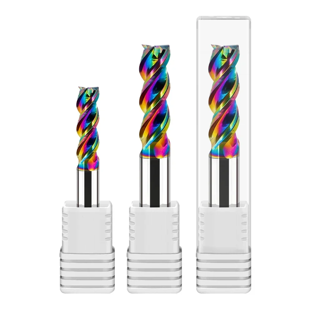 

U Shape Colorful End Mill Carbide For Aluminium High-gloss Mirror Milling Cutter 3 Flutes For Acrylic Wood Copper Plastic