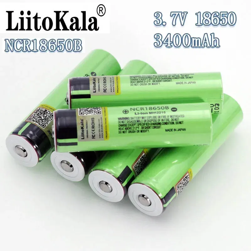 Hot liitokala 100% New Original NCR18650B 3.7 v 3400 mAh 18650 Lithium Rechargeable Battery For Flashlight batteries (NO PCB)