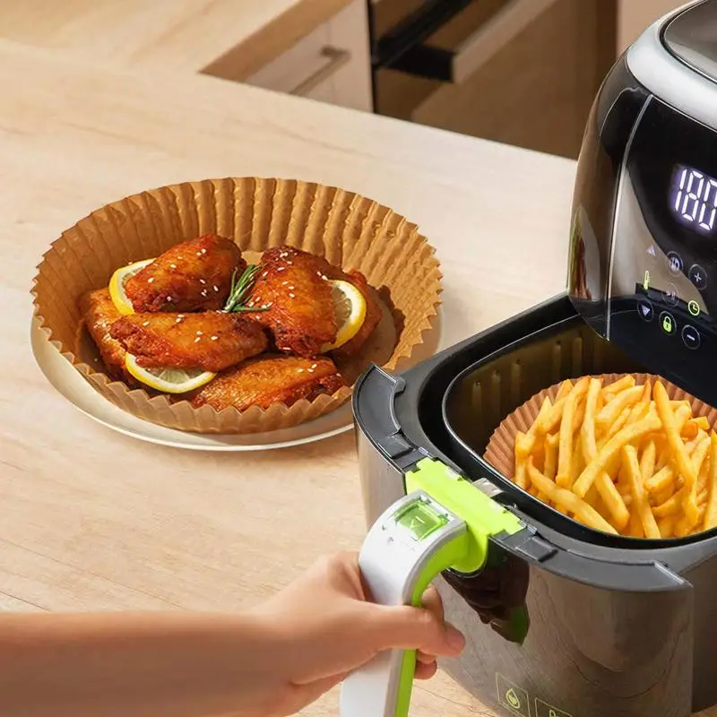 Бумажная круглая аэрофритюрница, вставка для духовки, силиконовая масляная бумага, смазка и водонепроницаемые антипригарные вкладыши для корзин для выпечки и приготовления пищи