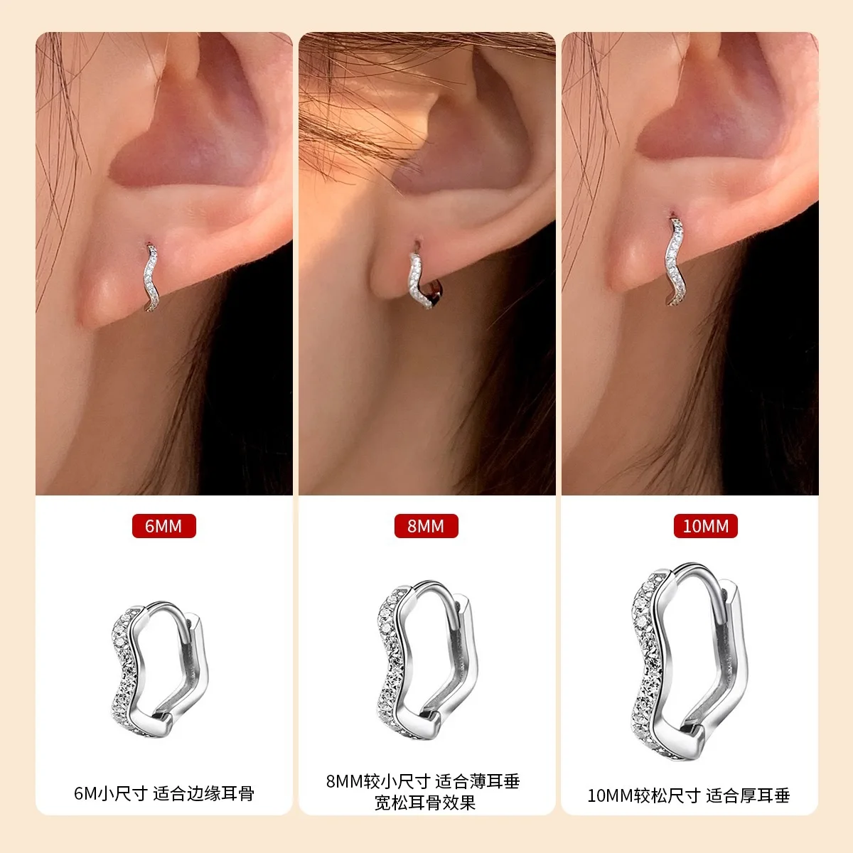 REETI 925 Sterling Silver Earrings Fashion Zircon Wavy Earrings for Women Gift Earings Fashion Jewelry Korean Earrings