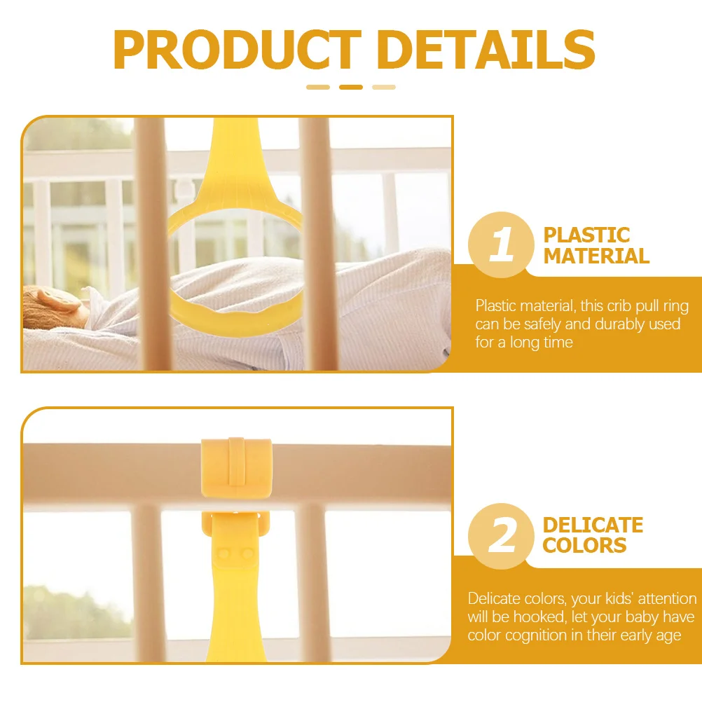 

4Pcs Baby Infant Stand Up Pull Rings Crib Hanging Rings Kids Tools Safe Durable Portable Learning Aid