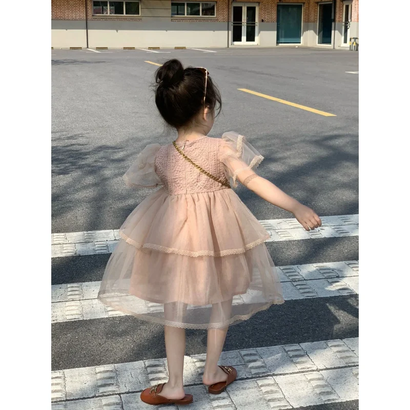 Vestido de princesa bordado feminino, roupa coreana infantil, estilo Mori feminino, verão, bebê, elegante