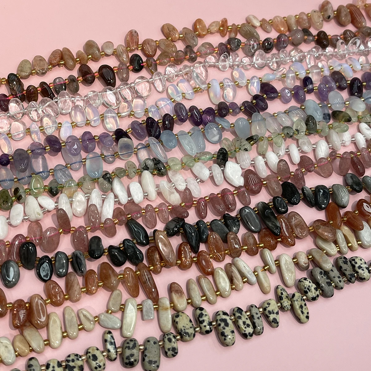 DIY-Perlen mit schrägen Löchern, Naturstein-Opal-Perlen zur Trennung, für die Schmuckherstellung, DIY-Halsketten, Armbänder, Ketten, Ohrringe, Accessoires – Detail 3