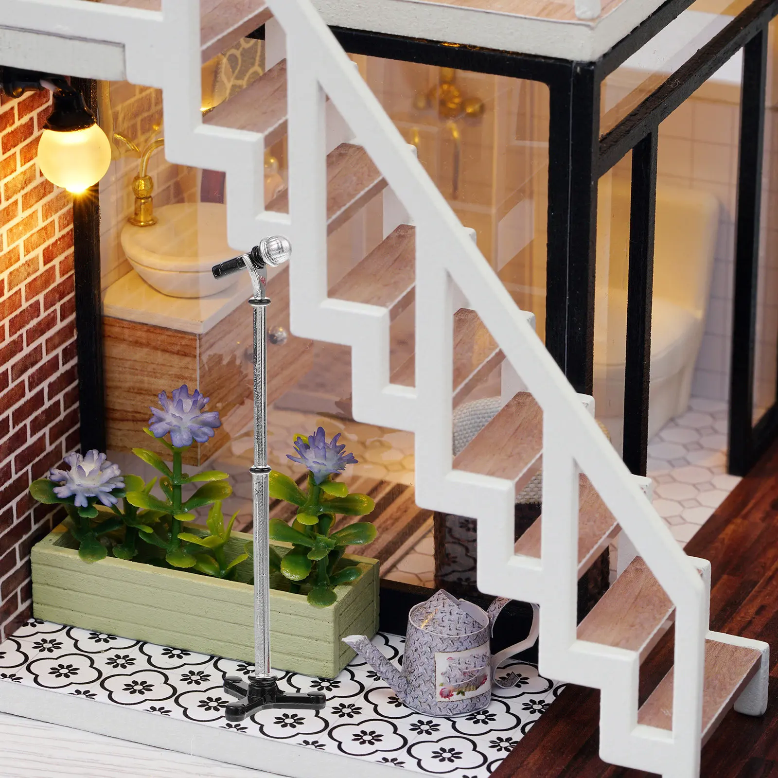 

2Pcs Mini Microphones Alloy Singing Simulation Miniature Props Kids Pretend Play Accessories Miniature Microphone