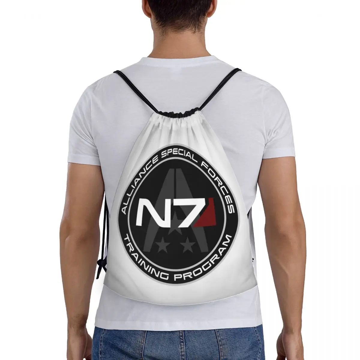 Custom Alliance Mass Effect N7 сумки на шнурке для мужчин и женщин, легкий спортивный рюкзак для хранения видеоигр, спортзала