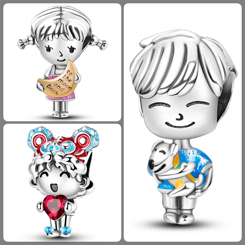 3-teiliges 925 Sterling Silber Charm-Set für Jungen und Mädchen, Familien- und Kinder-Perlen, DIY-Armband, Halskette, Geburtstags- und Muttertagsgeschenk für Frauen – Detail 6